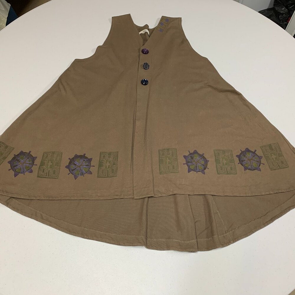 Blue Fish Three Button Olive Vest/Dress with Side Pockets